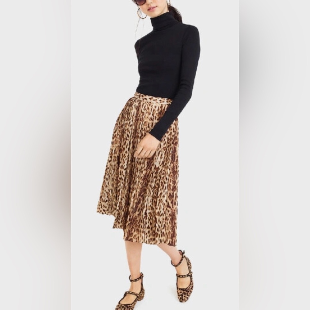 J. Crew Leopard Print Midi Skirt Size 0